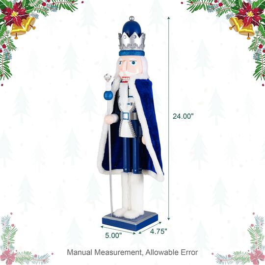 Glitzhome® 24" Wooden Christmas Blue King Nutcracker
